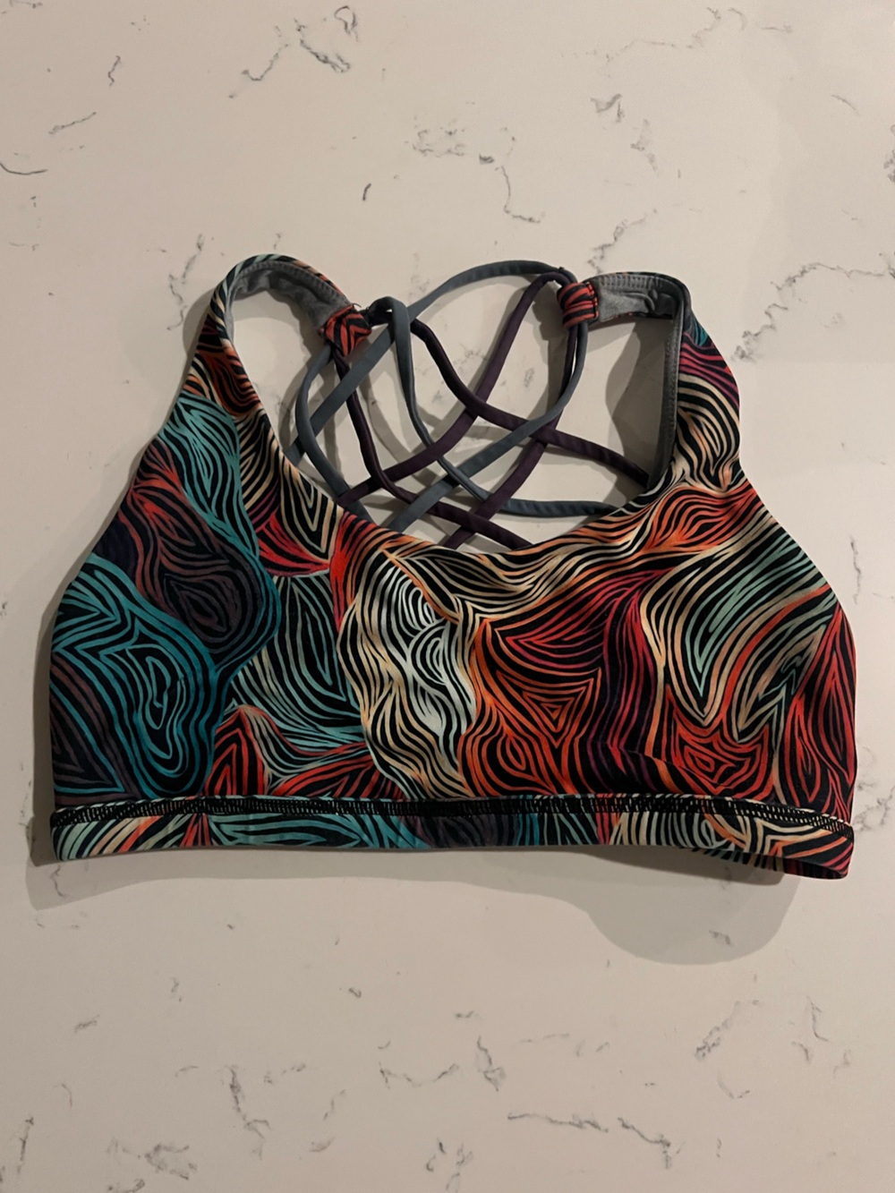 Born Primitive Multicolor Strappy Sports Bra - Teal, Red, Cream, Black